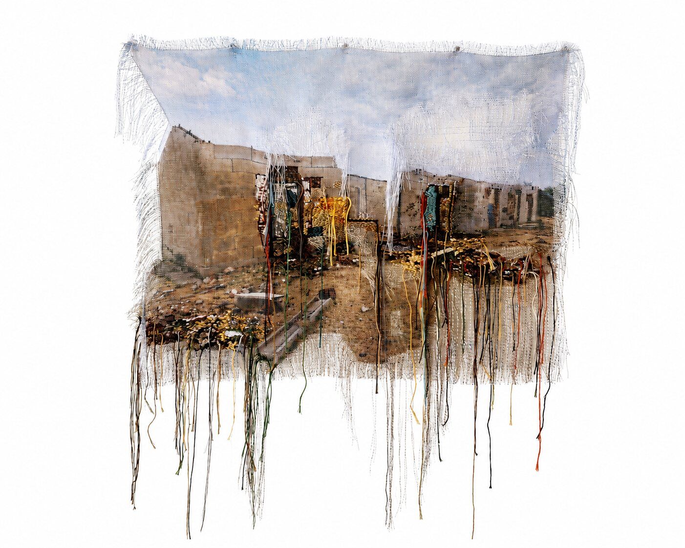 Luctus, photographic print on fabric with embroidery thread